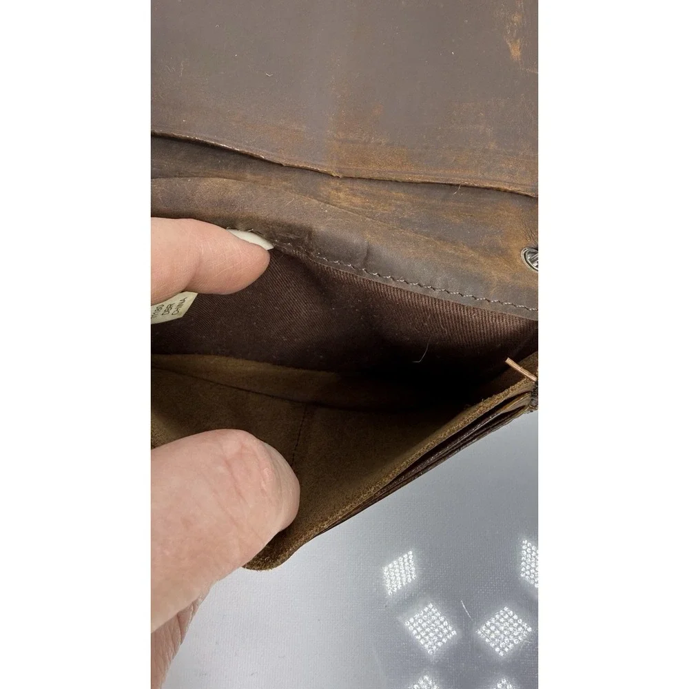 Duluth Trading Co Men Brown Leather Snap Wallet Key Chain Key Ring Clip Patina